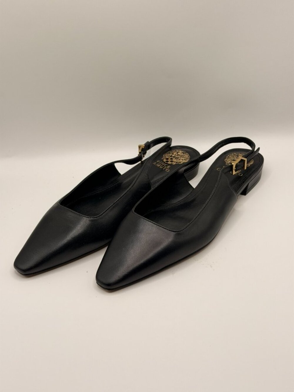Vince Camuto Womens Amaryn Black Slingback Flat Sz 9.5 M